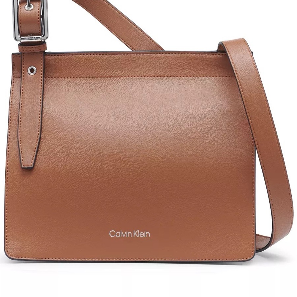 Calvin Klein Brown faux Leather Crossbody Bag
